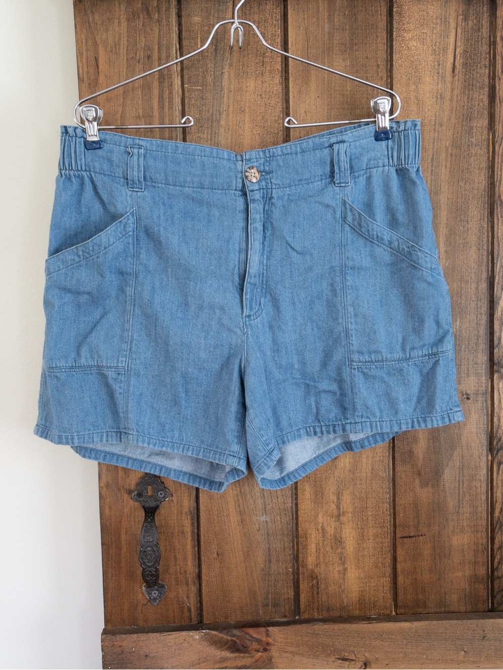 Old Navy Chambray Cotton Big Pocket Light Wash Jean Shorts Femme Workwear Large